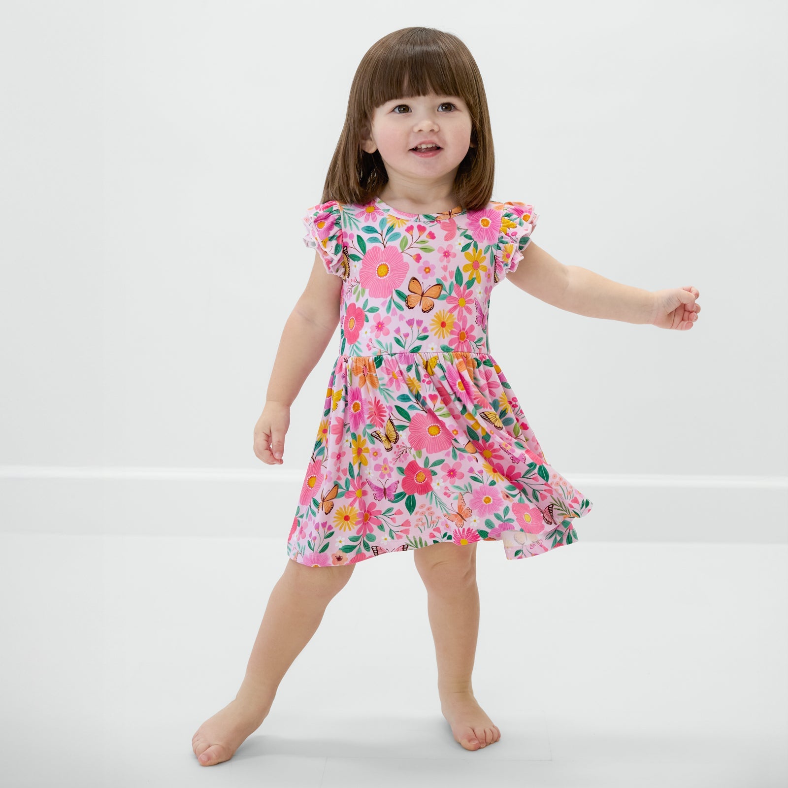 Butterfly Blooms Flutter Twirl Dress with Bodysuit