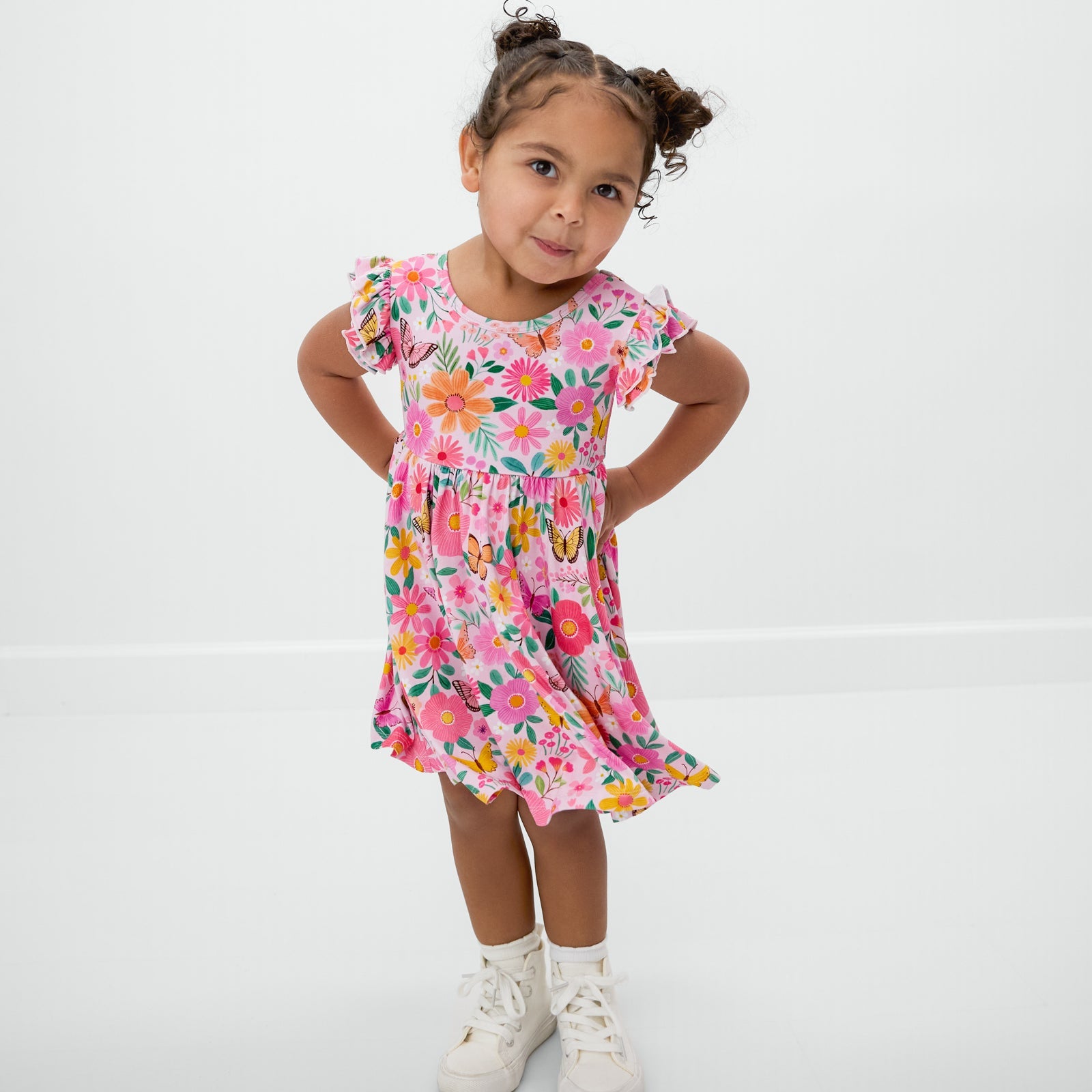 Butterfly Blooms Flutter Twirl Dress with Bodysuit