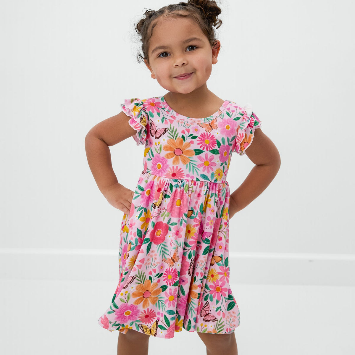 Butterfly Blooms Flutter Twirl Dress with Bodysuit