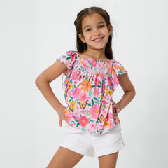 Butterfly Blooms Smocked Flutter Top