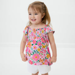 Butterfly Blooms Smocked Flutter Top