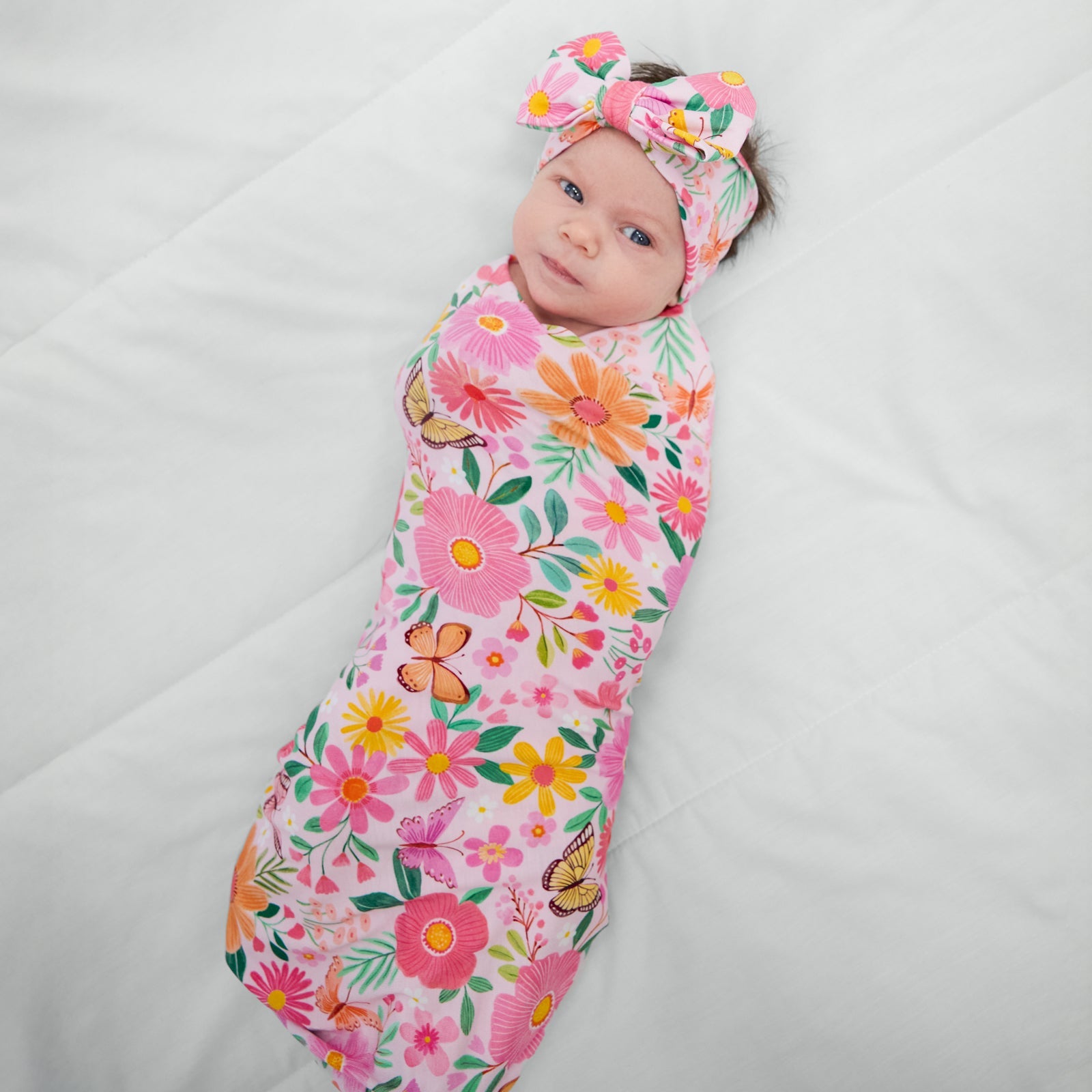 Butterfly Blooms Swaddle & Luxe Bow Headband Set