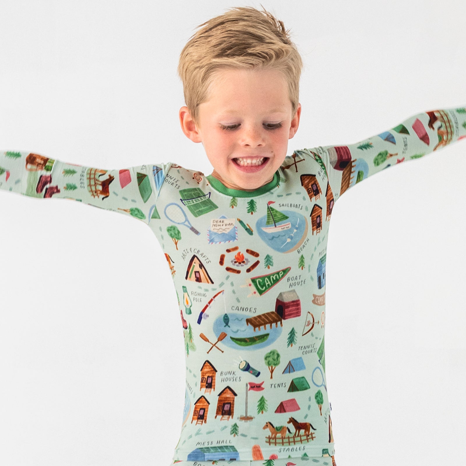 Green Camp Sleepies Two-Piece Pajama Set
