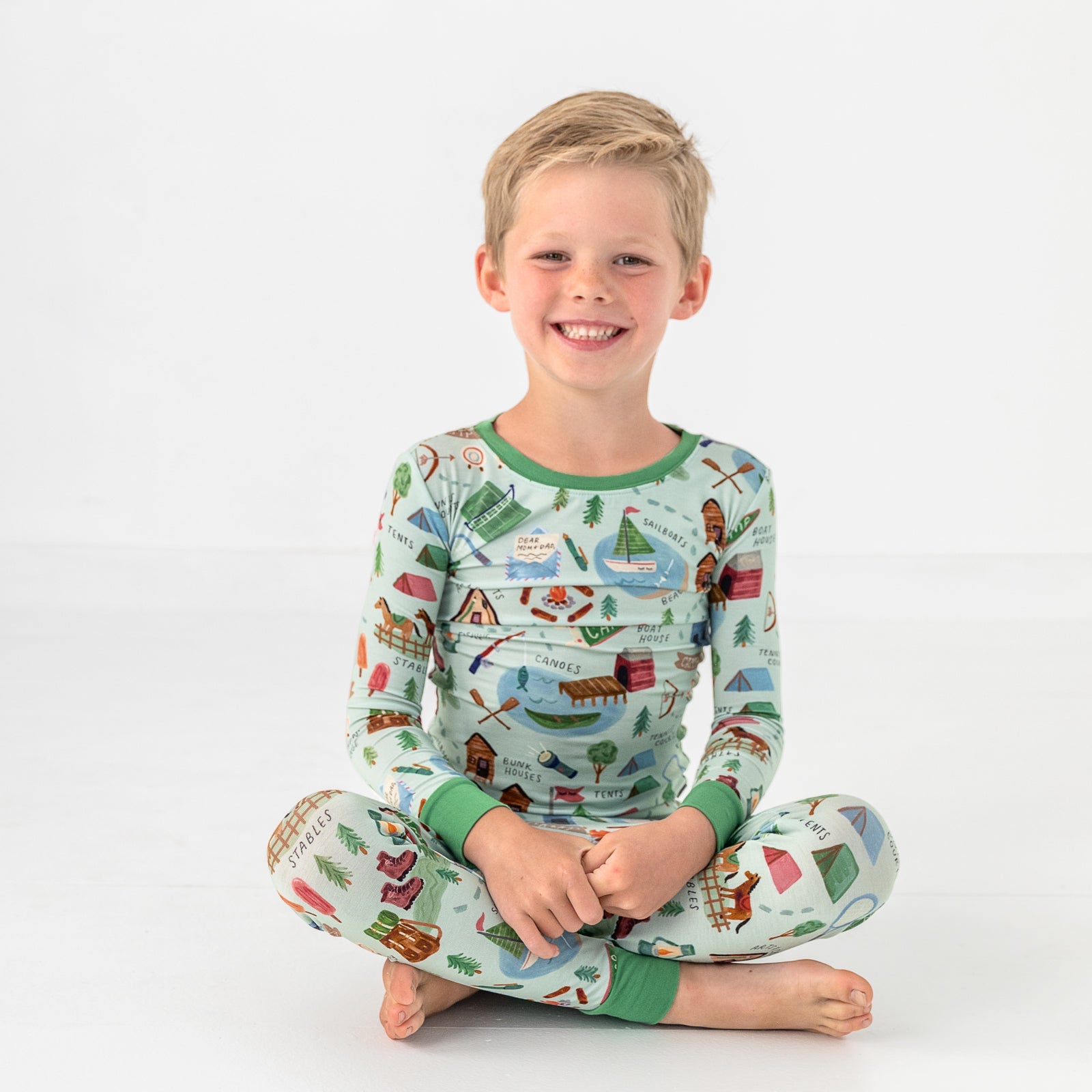 Green Camp Sleepies Two-Piece Pajama Set