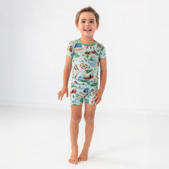 Green Camp Sleepies Two-Piece Short Sleeve & Shorts Pajama Set