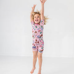 Pink Camp Sleepies Two-Piece Short Sleeve & Shorts Pajama Set