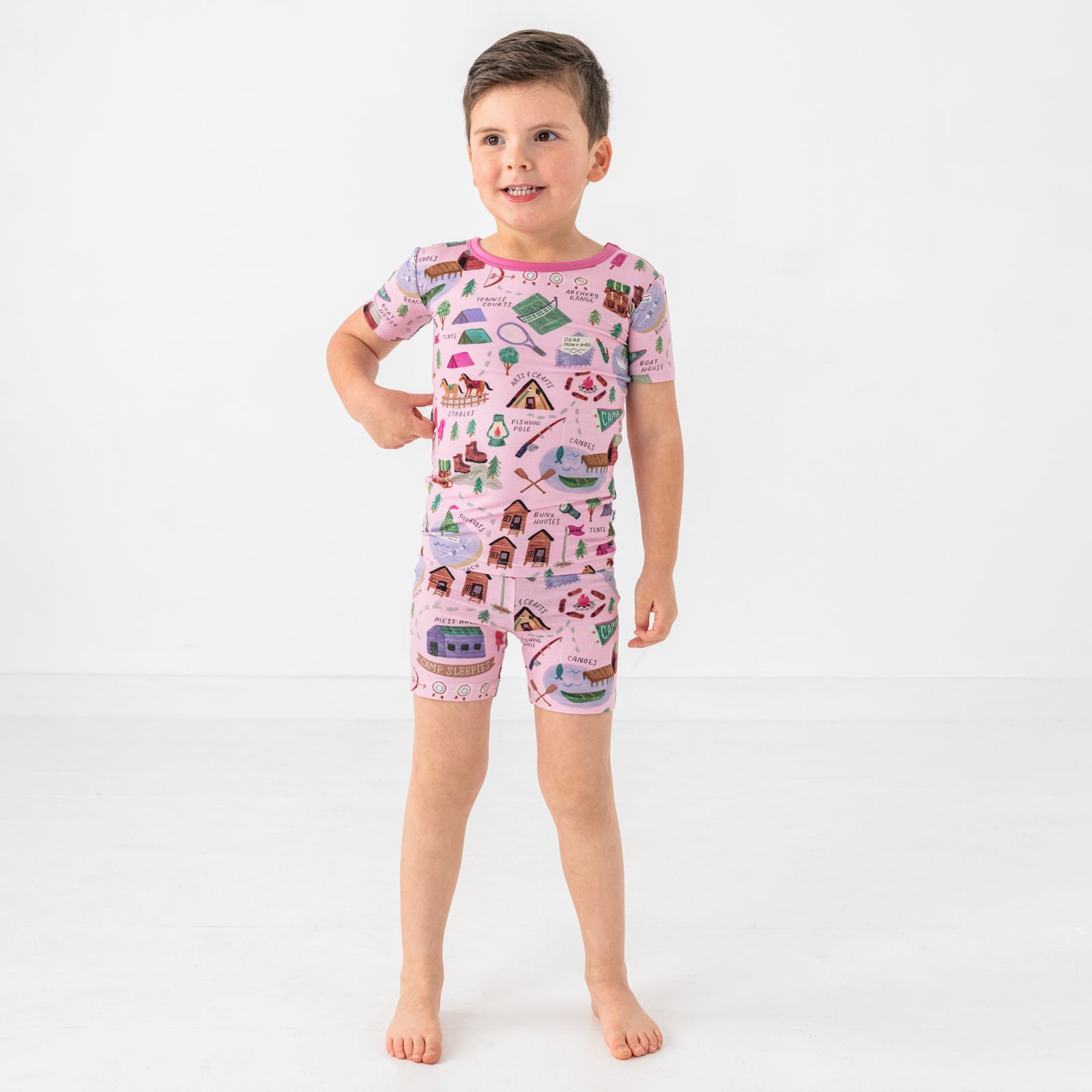 Pink Camp Sleepies Two-Piece Short Sleeve & Shorts Pajama Set