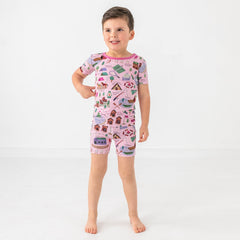 Pink Camp Sleepies Two-Piece Short Sleeve & Shorts Pajama Set