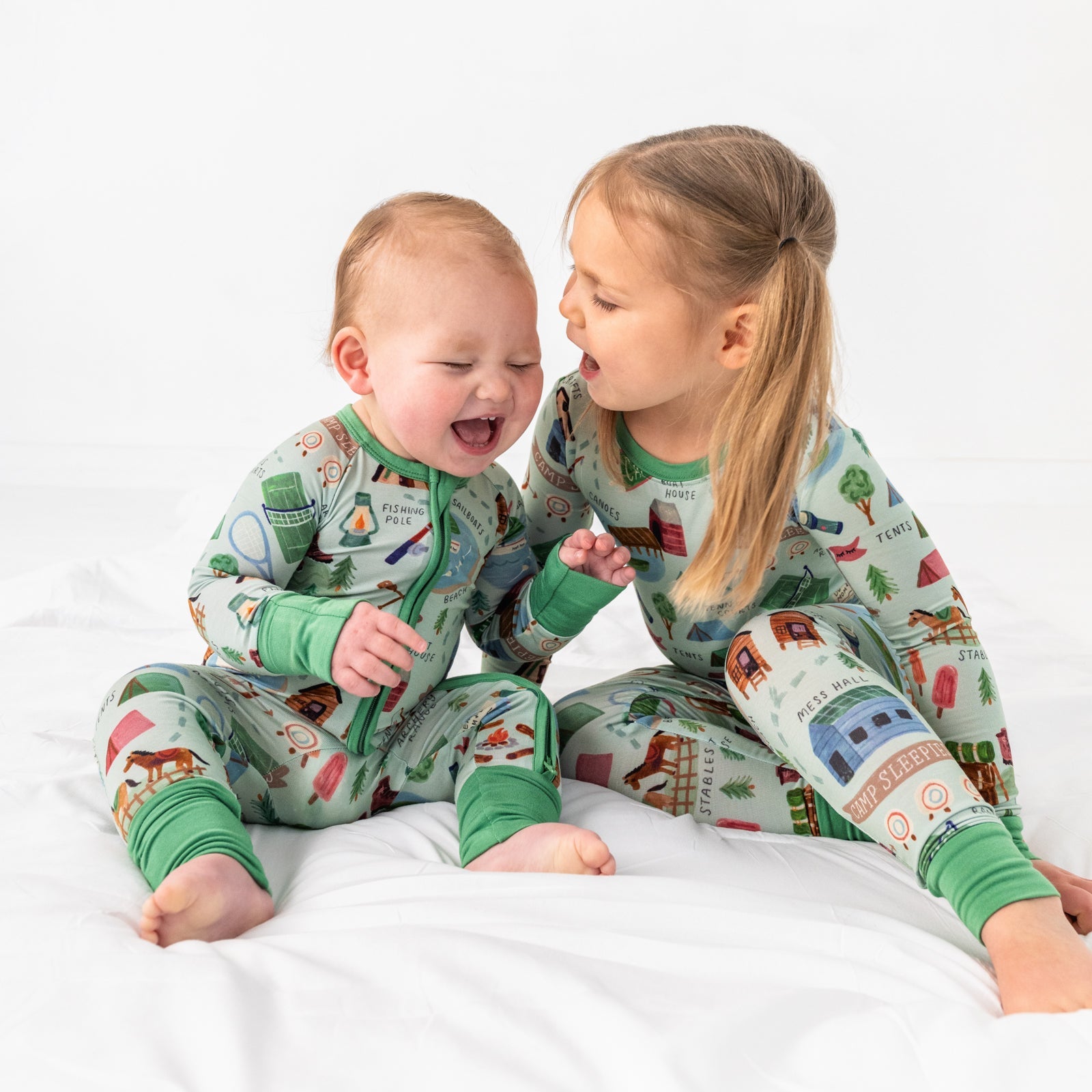 Green Camp Sleepies Two-Piece Pajama Set