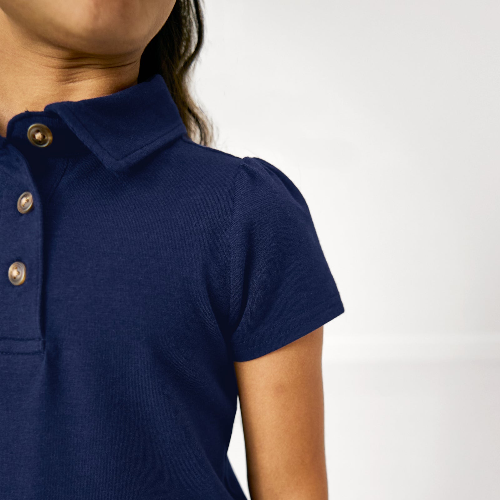 Classic Navy Puff Sleeve Polo