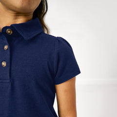 Classic Navy Puff Sleeve Polo