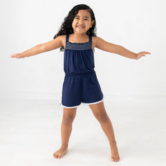 Classic Navy Smocked Romper
