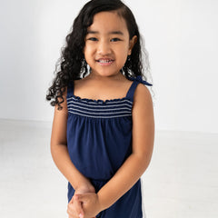 Classic Navy Smocked Romper