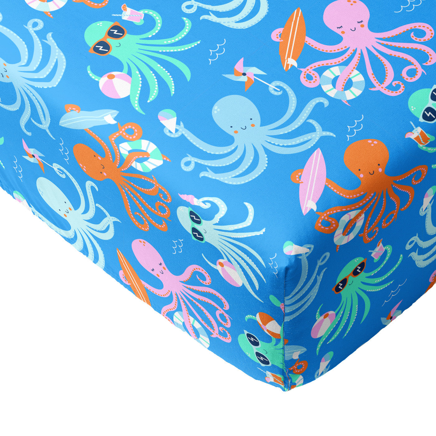 Octopus Party Fitted Crib Sheet