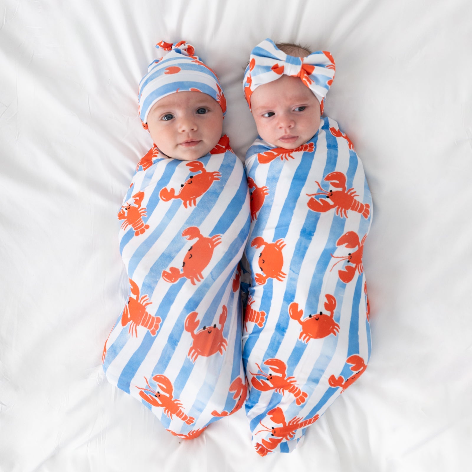 Crustacean Crew Swaddle & Luxe Bow Headband Set