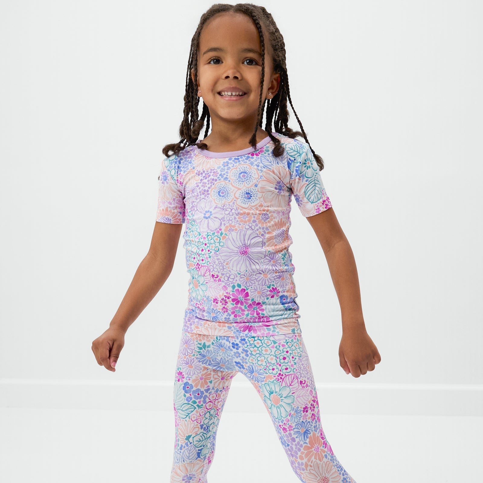 Doodle Blooms Two-Piece Short Sleeve Pajama Set