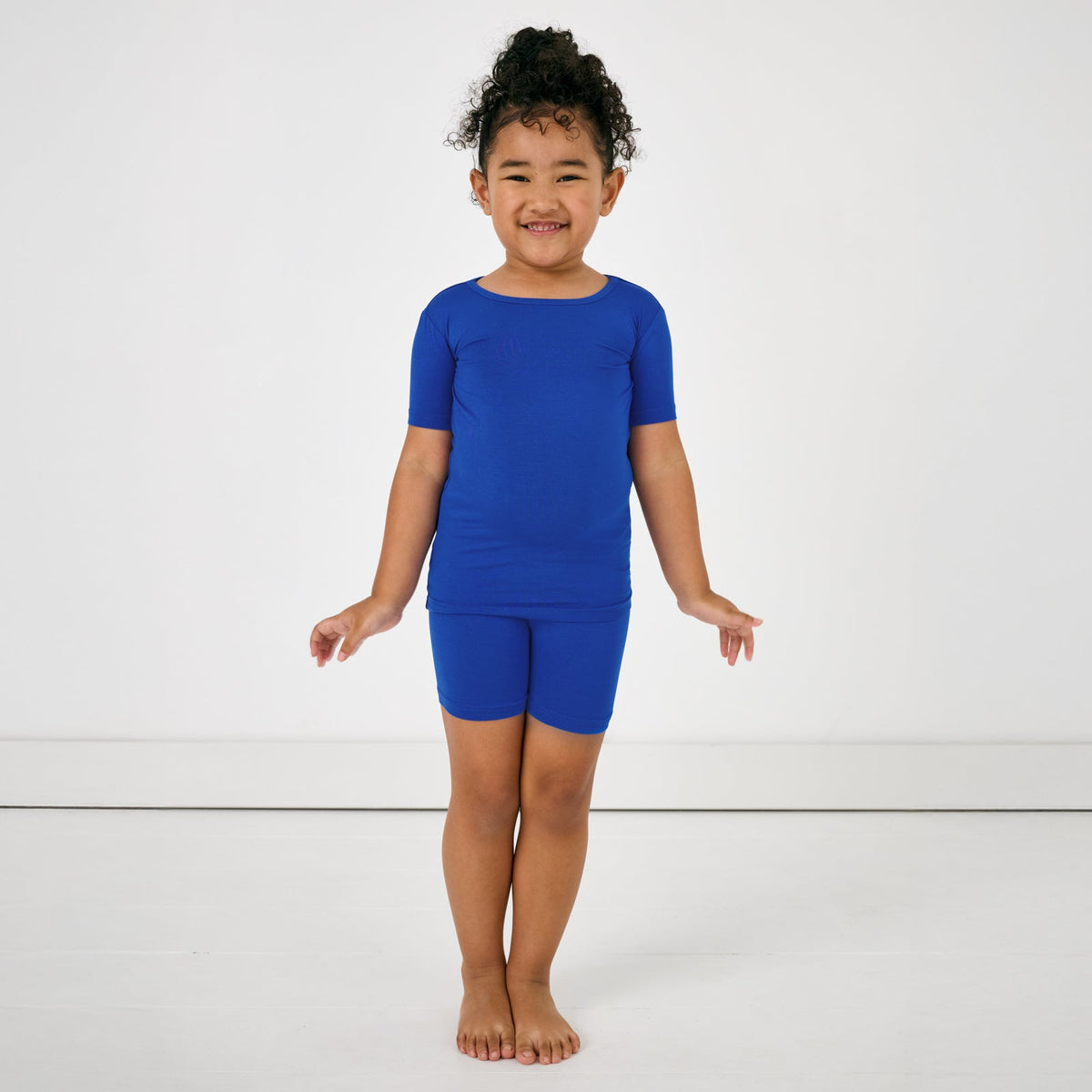 Electric Blue Two-Piece Short Sleeve & Shorts Pajama Set