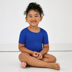 Electric Blue Two-Piece Short Sleeve & Shorts Pajama Set