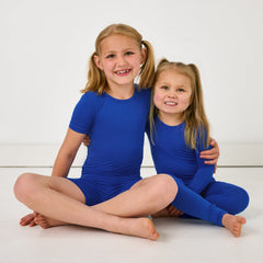 Electric Blue Two-Piece Short Sleeve & Shorts Pajama Set