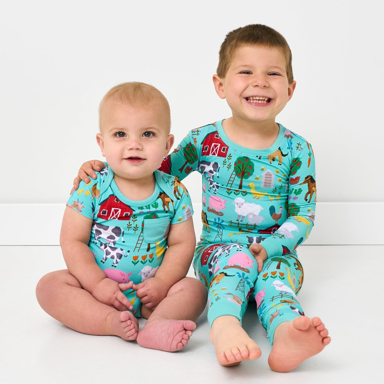 Blue Farm Fam Two-Piece Pajama Set