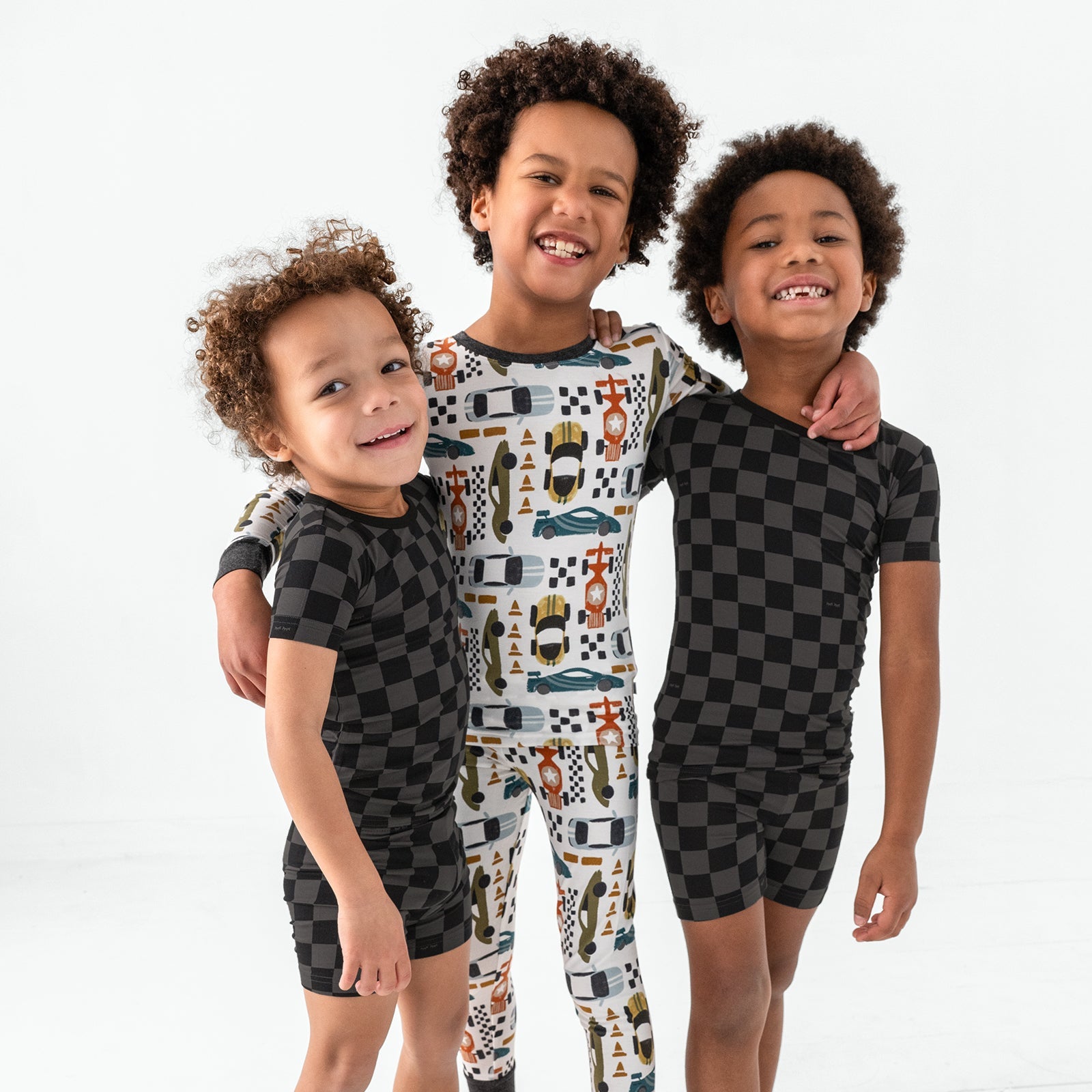 Monochrome Checks Two-Piece Short Sleeve & Shorts Pajama Set