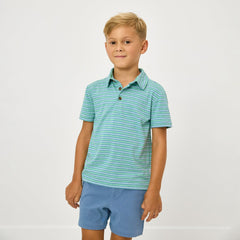 Fresh Green Heather Stripes Polo Shirt