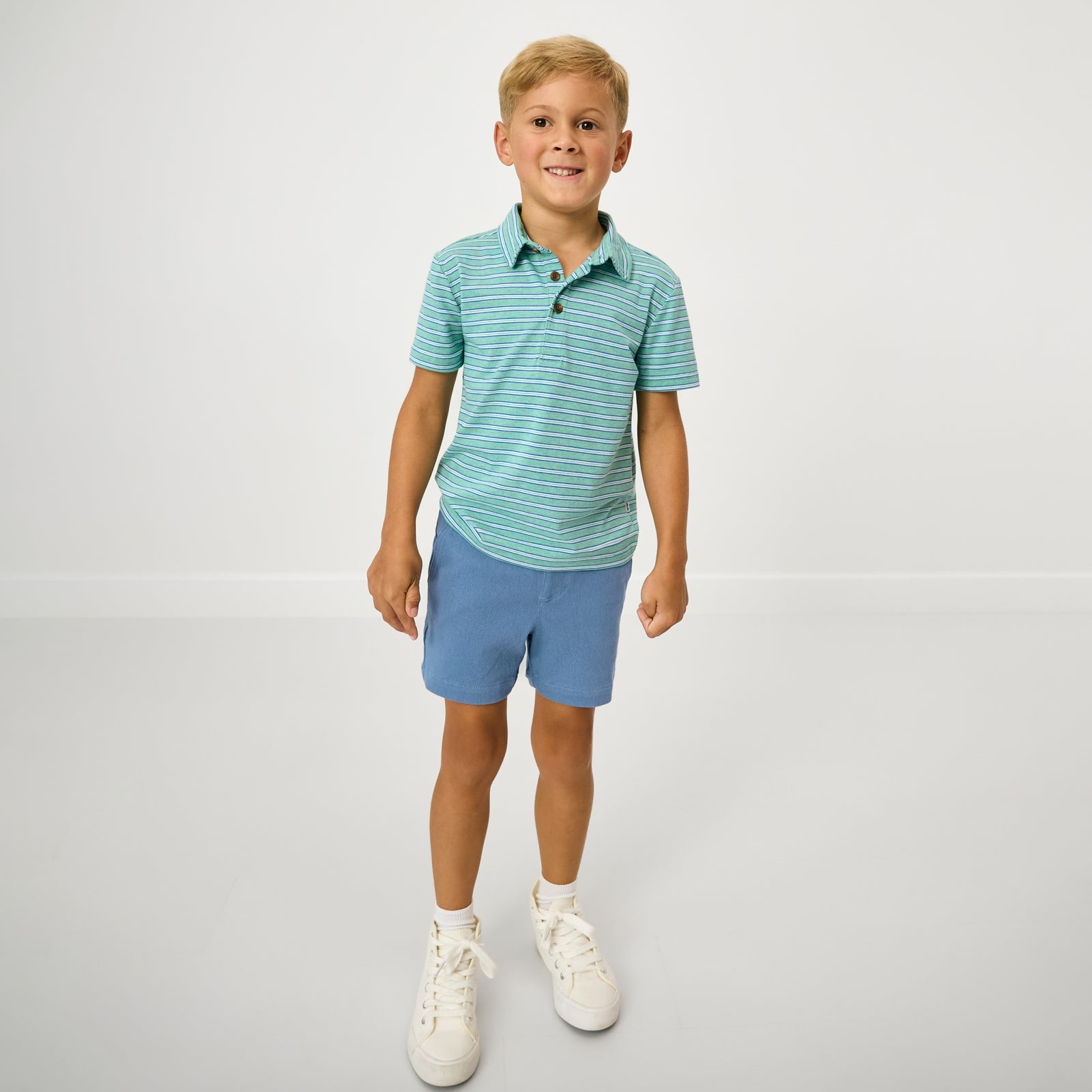Fresh Green Heather Stripes Polo Shirt