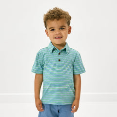 Fresh Green Heather Stripes Polo Shirt
