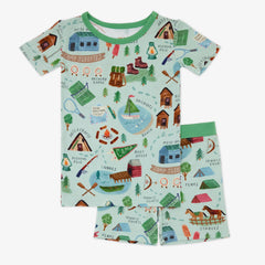 Green Camp Sleepies Two-Piece Short Sleeve & Shorts Pajama Set