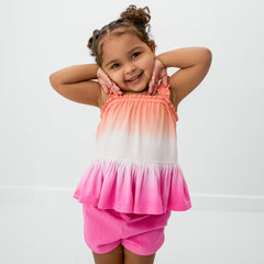Guava Glow Peplum Flutter Tank