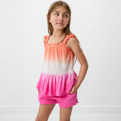 Guava Glow Peplum Flutter Tank