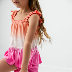 Guava Glow Peplum Flutter Tank