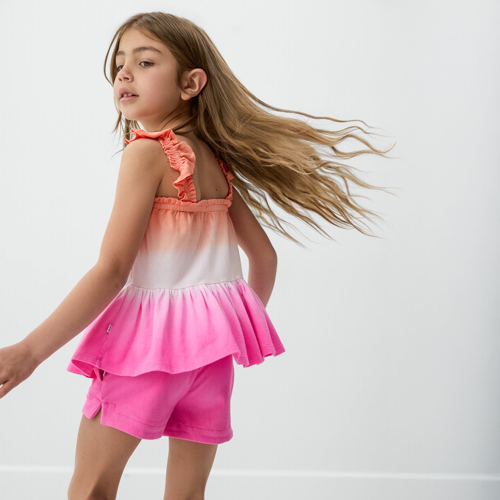 Guava Glow Peplum Flutter Tank