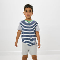 Heather Blue Stripes Relaxed Tee