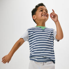 Heather Blue Stripes Relaxed Tee