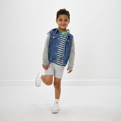 Heather Blue Stripes Relaxed Tee