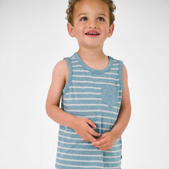 Heather Dusk Blue Stripes Pocket Tank