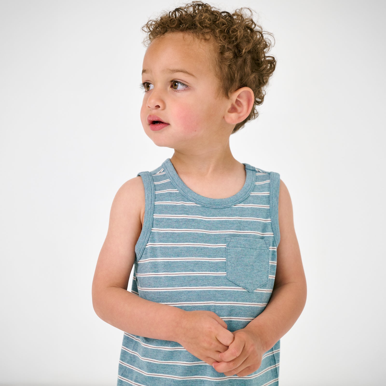 Heather Dusk Blue Stripes Pocket Tank
