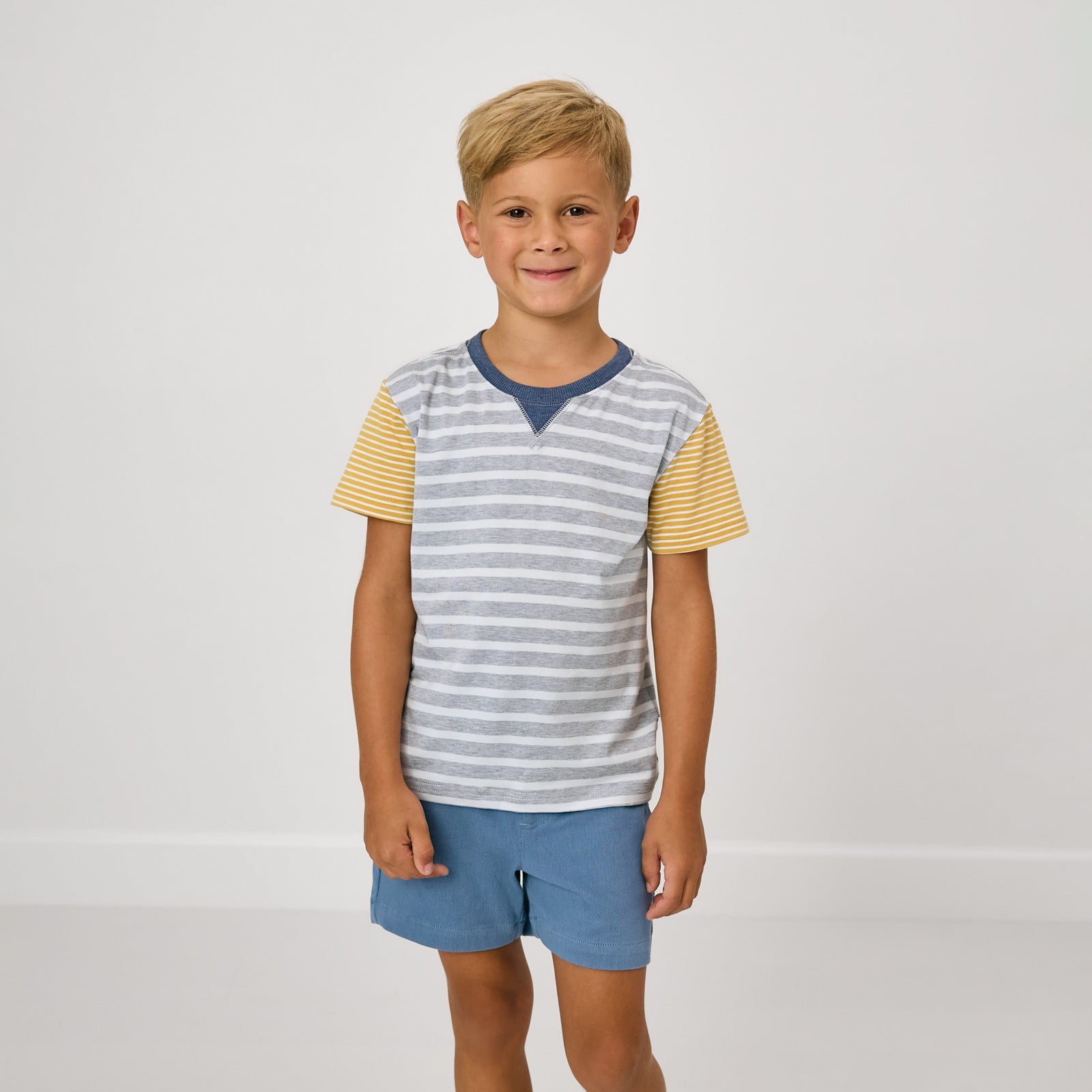 Heather Gray Stripes Relaxed Tee