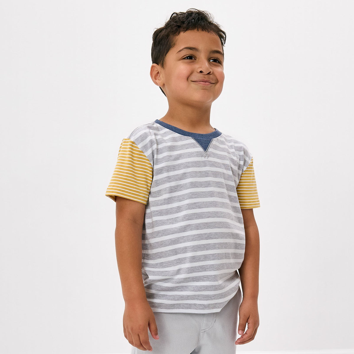 Heather Gray Stripes Relaxed Tee