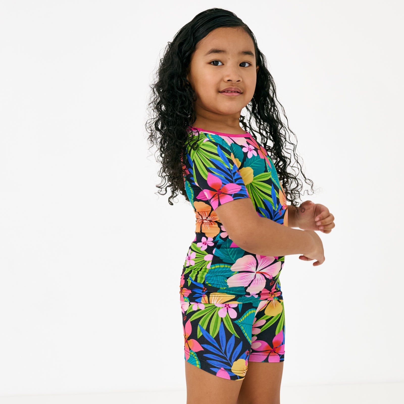 Jungle Blooms Two-Piece Short Sleeve & Shorts Pajama Set