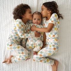 Check Mates Two-Piece Short Sleeve Pajama Set