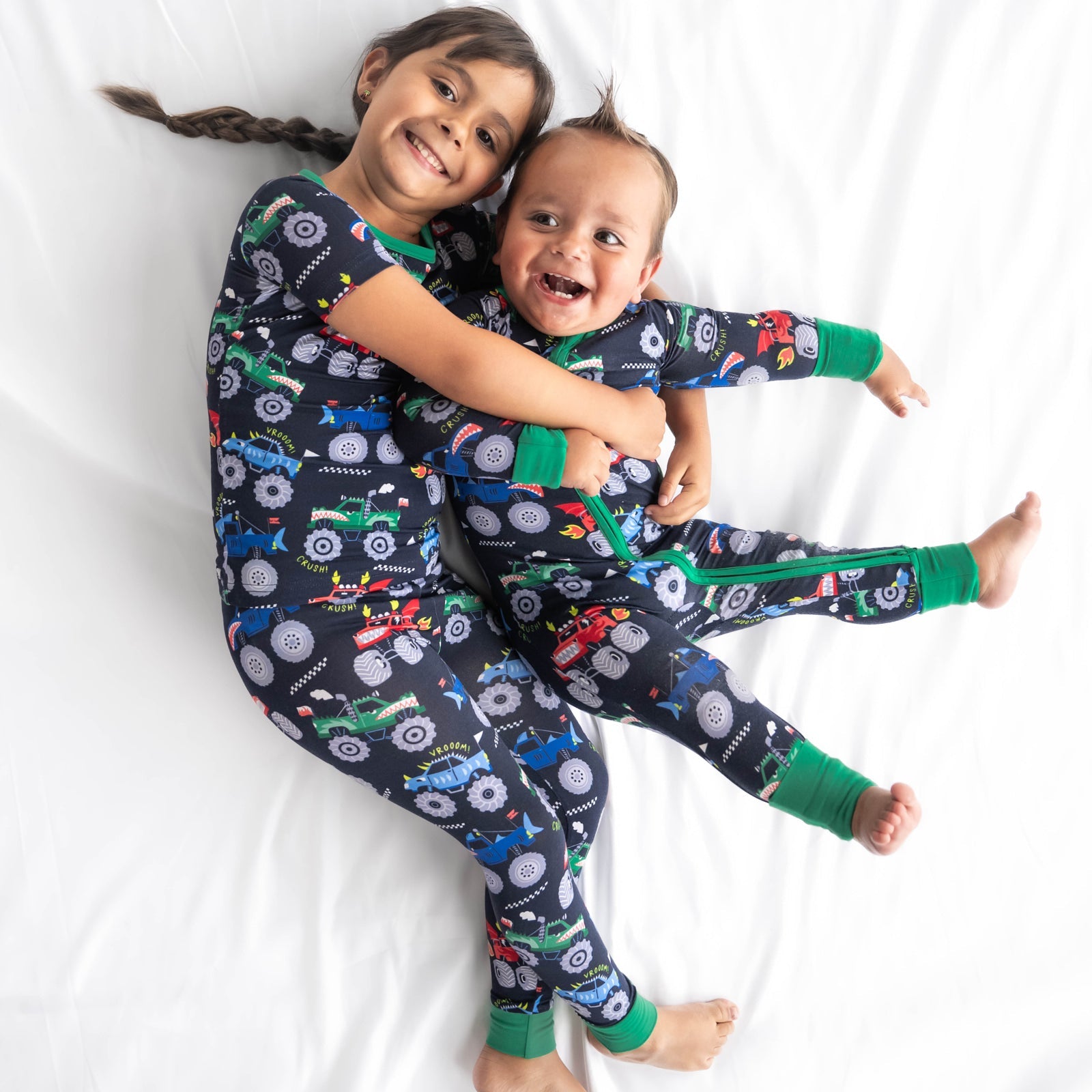 Monster Truck Madness Two-Piece Short Sleeve Pajama Set