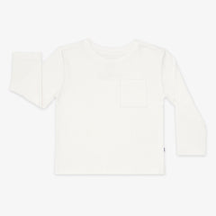 Soft White Long Sleeve Relaxed Pocket Tee