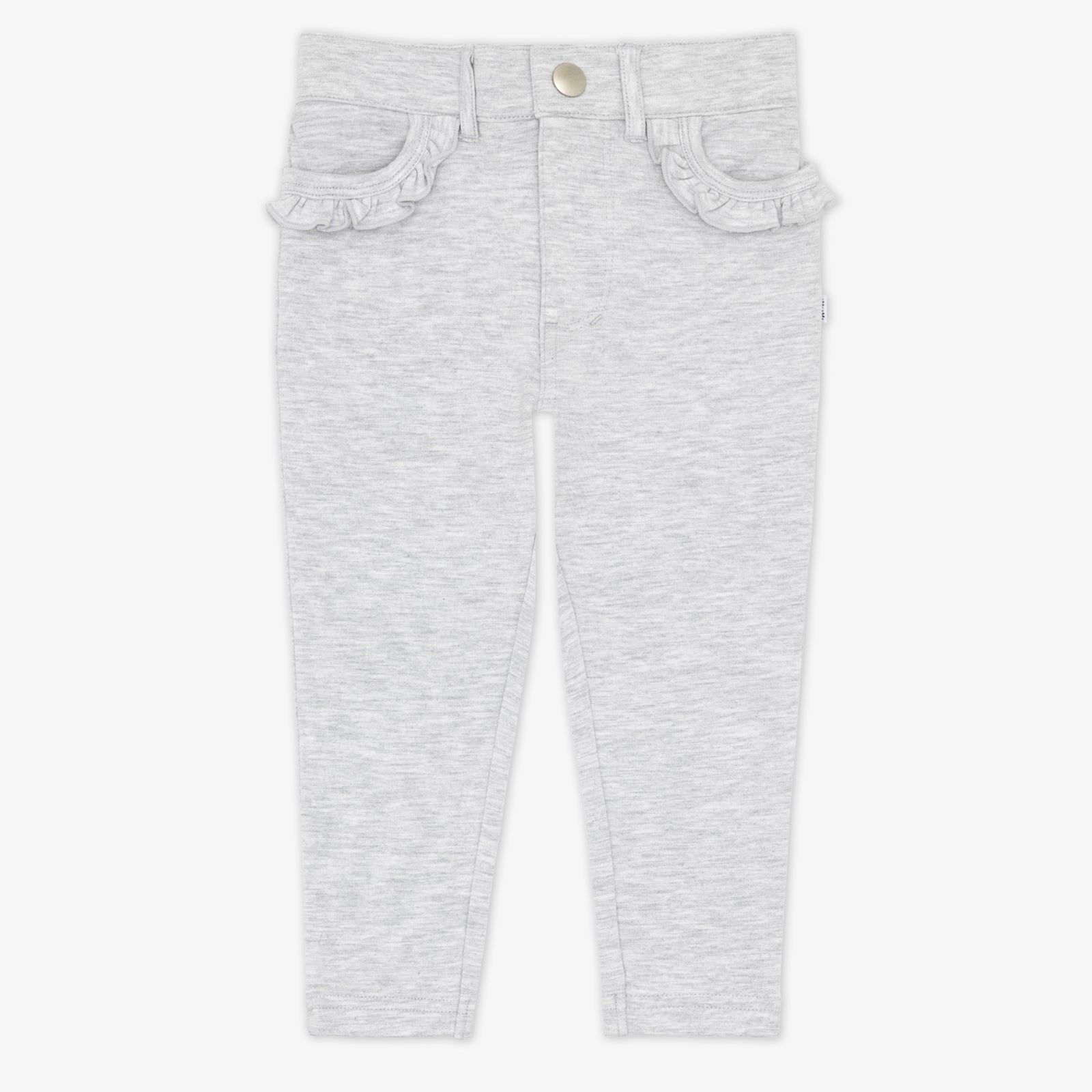 Light Heather Gray Ruffle Heart Pocket Pants