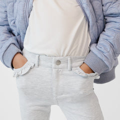 Light Heather Gray Ruffle Heart Pocket Pants