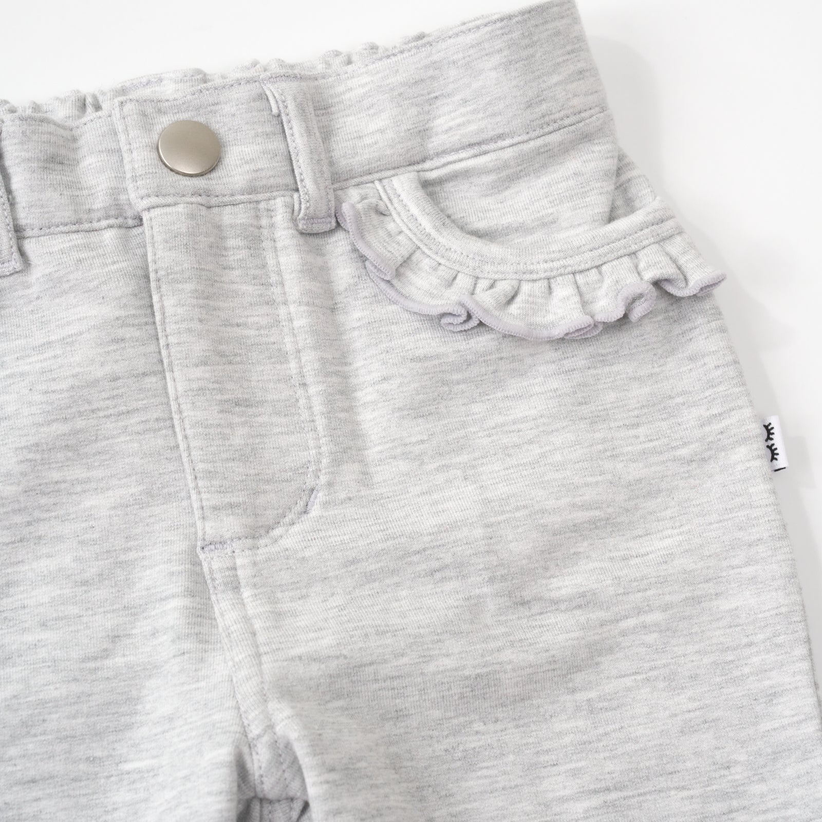 Light Heather Gray Ruffle Heart Pocket Pants