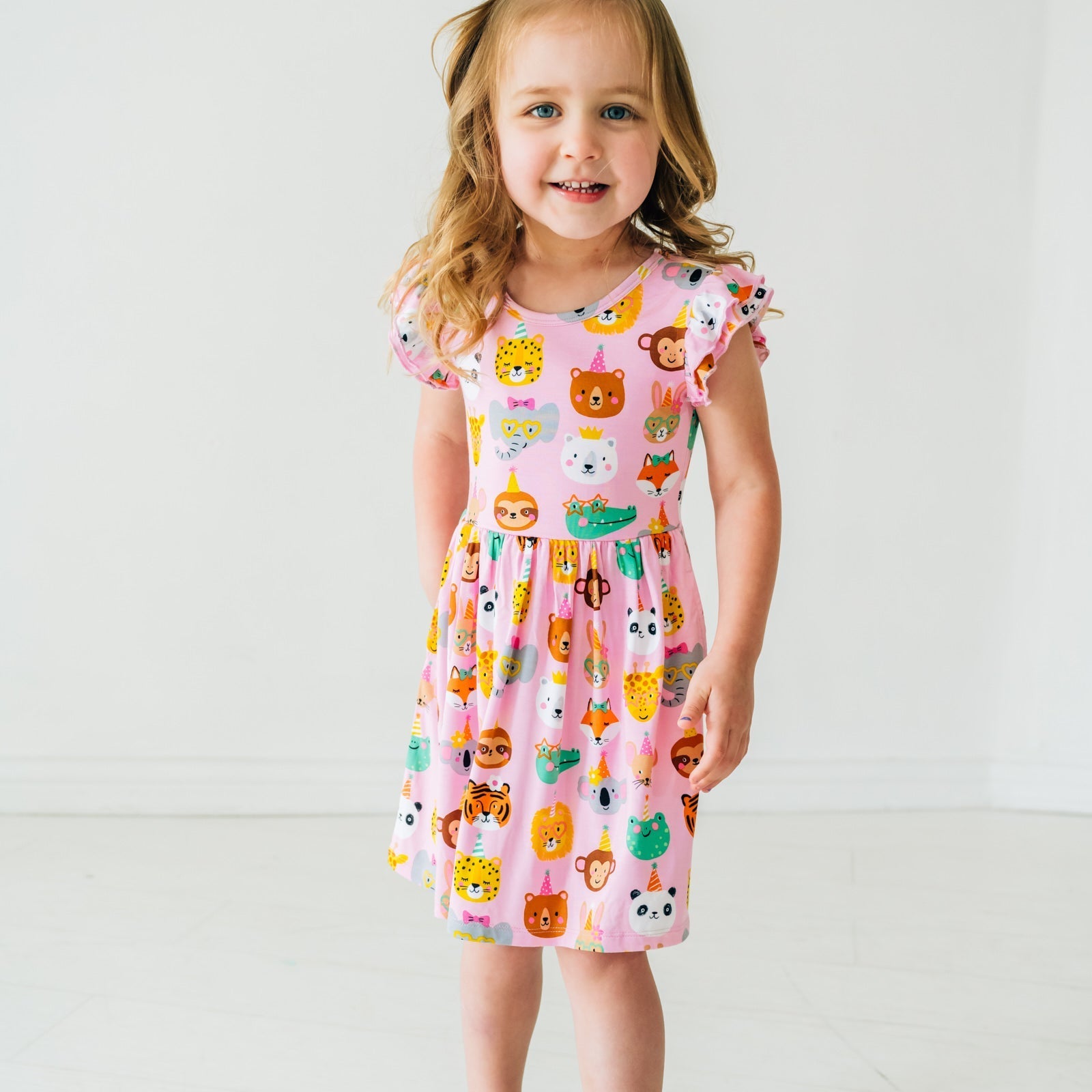 Pink Party Pals Flutter Skater Dress