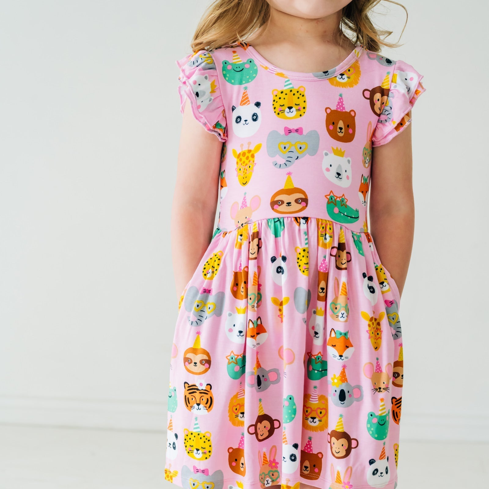 Pink Party Pals Flutter Skater Dress