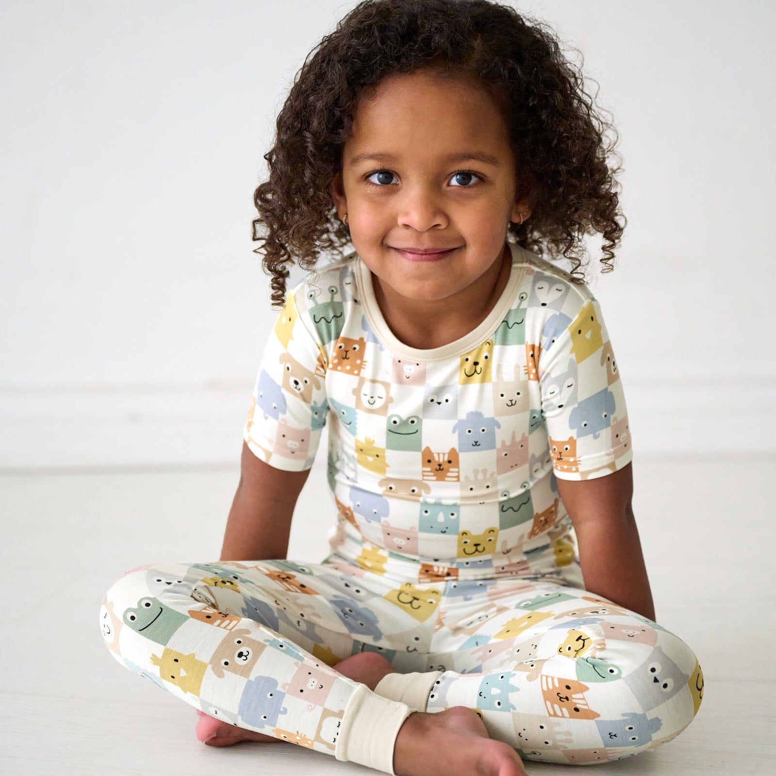 Check Mates Two-Piece Short Sleeve Pajama Set